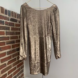 Haute Hippie XS Gold/Brown Sequin and Silk Dress